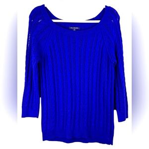 American‎ Eagle Womans Sweater Sz M Pull Over Royal Blue  Open Textured Knit
